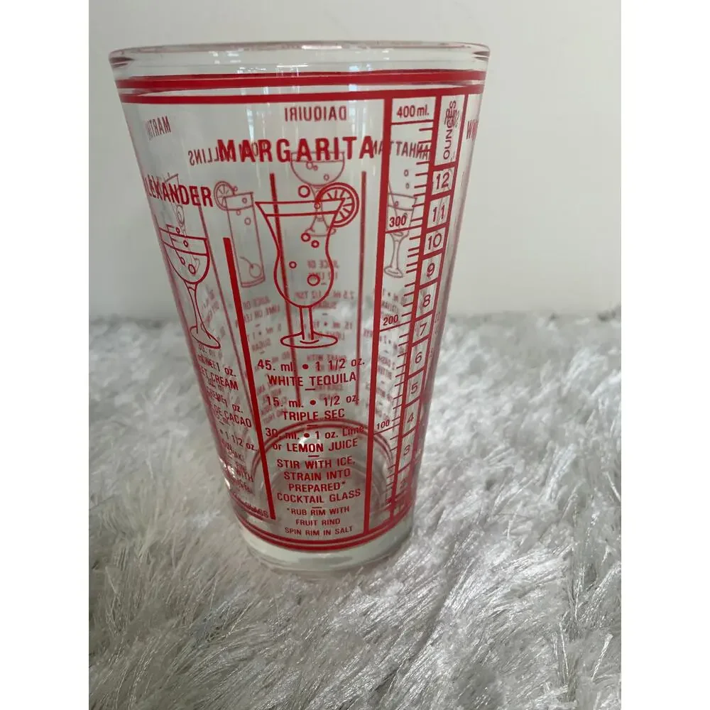 Vintage Red Libbey Cocktail Mixer Bartender Recipe Phoenixware
